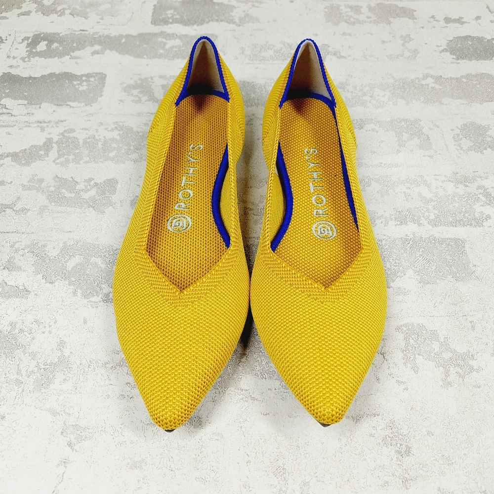 New Rothy's The Flat Yellow Knit Round Toe Slip On Loafers W299 - Picture 4 of 8